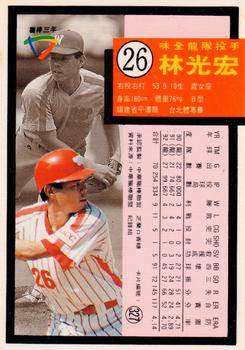 1992 Chiclets CPBL #327 Kuang-Hong Lin Back