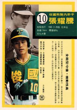 1992 Chiclets CPBL #343 Yao-Teng Chang Back