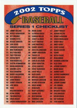 2002 Topps - Checklists Red #2 Series 1 Checklist 2: 164-320 Front
