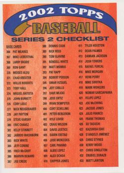 2002 Topps - Checklists Red #1 Series 2 Checklist 1: 366-503 Front