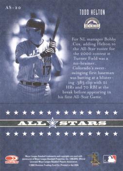2002 Donruss Originals - All-Stars #AS-20 Todd Helton  Back