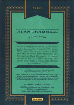 2016 Panini Prime Cuts #206 Alan Trammell Back