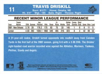 2002 Donruss Originals - Aqueous #11 Travis Driskill Back