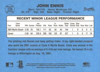 2002 Donruss Originals - Aqueous #236 John Ennis Back