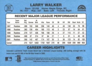 2002 Donruss Originals - Aqueous #261 Larry Walker Back