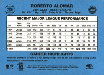 2002 Donruss Originals - Aqueous #289 Roberto Alomar Back