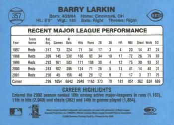 2002 Donruss Originals - Aqueous #357 Barry Larkin Back