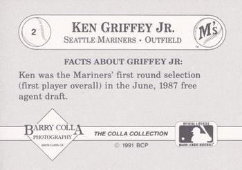 1991 The Colla Collection Ken Griffey Jr. #2 Ken Griffey Jr. Back