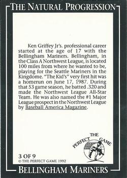 1992 The Perfect Game Ken Griffey Jr. The Natural Progression #3 Ken Griffey Jr. Back