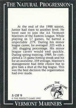 1992 The Perfect Game Ken Griffey Jr. The Natural Progression #5 Ken Griffey Jr. Back