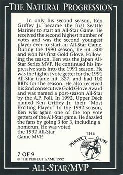 1992 The Perfect Game Ken Griffey Jr. The Natural Progression #7 Ken Griffey Jr. Back