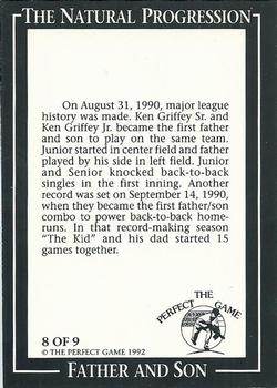 1992 The Perfect Game Ken Griffey Jr. The Natural Progression #8 Ken Griffey Jr. / Ken Griffey Sr. Back
