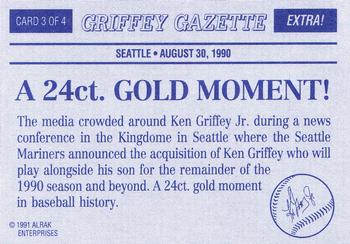 1991 Alrak Enterprises Ken Griffey Jr. Griffey Gazette (unlicensed) #3 Ken Griffey Jr. Back