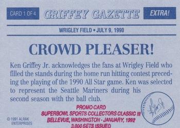 1991 Alrak Enterprises Ken Griffey Jr. Griffey Gazette (unlicensed) #1 Ken Griffey Jr. Back