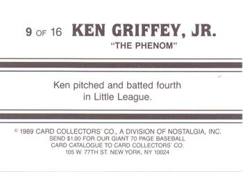 1989 Card Collectors Ken Griffey Jr. The Phenom #9 Ken Griffey Jr. Back