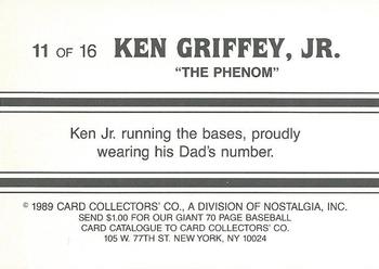 1989 Card Collectors Ken Griffey Jr. The Phenom #11 Ken Griffey Jr. Back