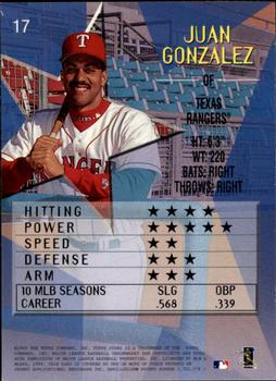 1999 Topps Stars #17 Juan Gonzalez Back