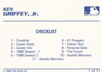 1989 Star Ken Griffey Jr. Blue/Blue #1 Ken Griffey, Jr. Back