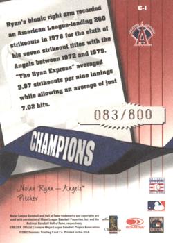 2002 Donruss Originals - Champions #C-1 Nolan Ryan  Back