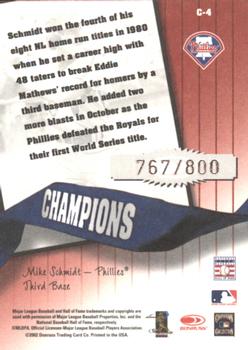 2002 Donruss Originals - Champions #C-4 Mike Schmidt  Back