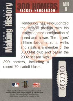 2002 Donruss Originals - Making History #MH8 Rickey Henderson  Back