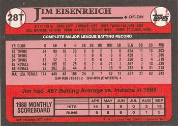 1989 Topps Traded #28T Jim Eisenreich Back