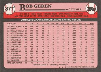 1989 Topps Traded #37T Bob Geren Back