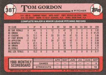 1989 Topps Traded #38T Tom Gordon Back