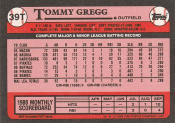 1989 Topps Traded #39T Tommy Gregg Back