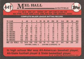 1989 Topps Traded #44T Mel Hall Back