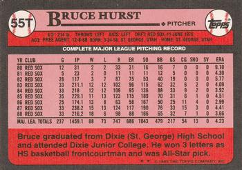 1989 Topps Traded #55T Bruce Hurst Back