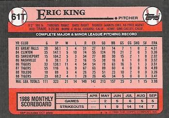 1989 Topps Traded #61T Eric King Back