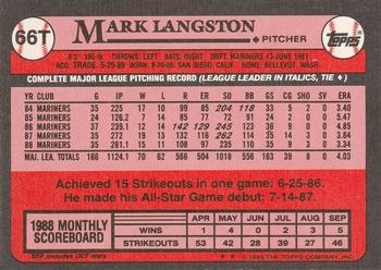 1989 Topps Traded #66T Mark Langston Back