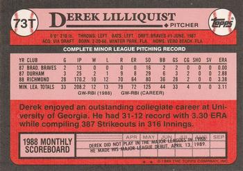 1989 Topps Traded #73T Derek Lilliquist Back