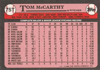 1989 Topps Traded #75T Tom McCarthy Back