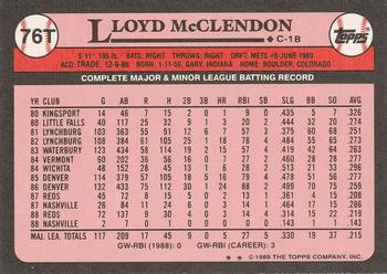 1989 Topps Traded #76T Lloyd McClendon Back