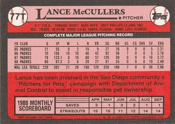 1989 Topps Traded #77T Lance McCullers Back
