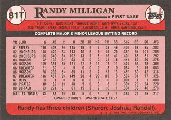 1989 Topps Traded #81T Randy Milligan Back