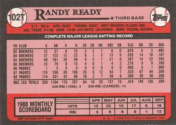1989 Topps Traded #102T Randy Ready Back