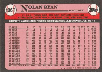 1989 Topps Traded #106T Nolan Ryan Back