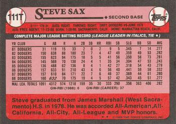 1989 Topps Traded #111T Steve Sax Back