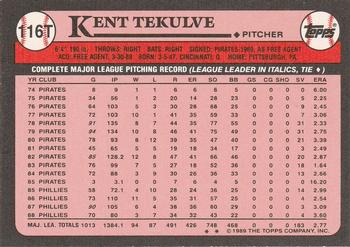 1989 Topps Traded #116T Kent Tekulve Back