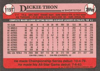 1989 Topps Traded #119T Dickie Thon Back