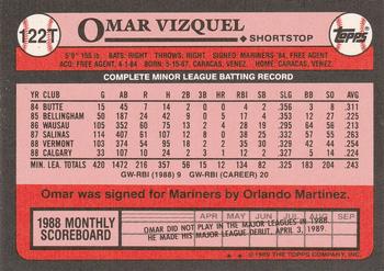 1989 Topps Traded #122T Omar Vizquel Back