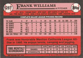 1989 Topps Traded #128T Frank Williams Back