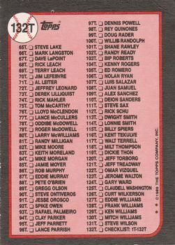 1989 Topps Traded #132T Checklist: 1T-132T Back