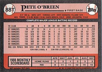 1989 Topps Traded #88T Pete O'Brien Back