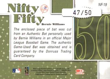 2002 Donruss Originals - Nifty Fifty Bats #NF-19 Bernie Williams  Back
