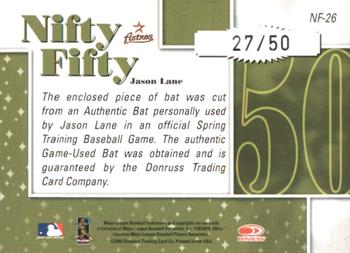 2002 Donruss Originals - Nifty Fifty Bats #NF-26 Jason Lane  Back