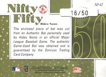 2002 Donruss Originals - Nifty Fifty Bats #NF-47 Hideo Nomo Back